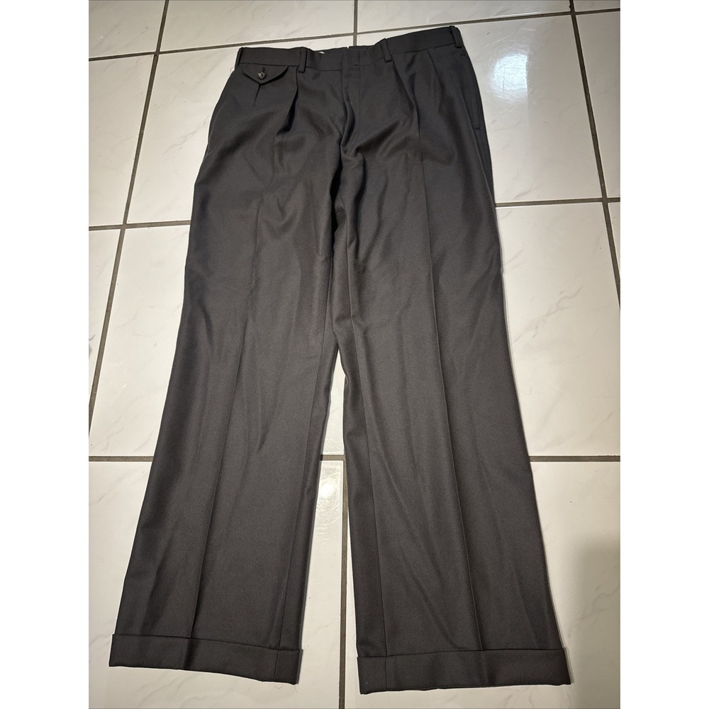 Polo Ralph Lauren Men's Gray Wool Trousers VTG 70s 34x30 Flannel Pleated Cuffed